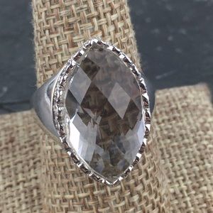 Sterling Silver Checkerboard Cut Crystal Marquise Ring 9